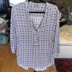 LAST CALL! Fleur Bleue Blue Floral Women's Top